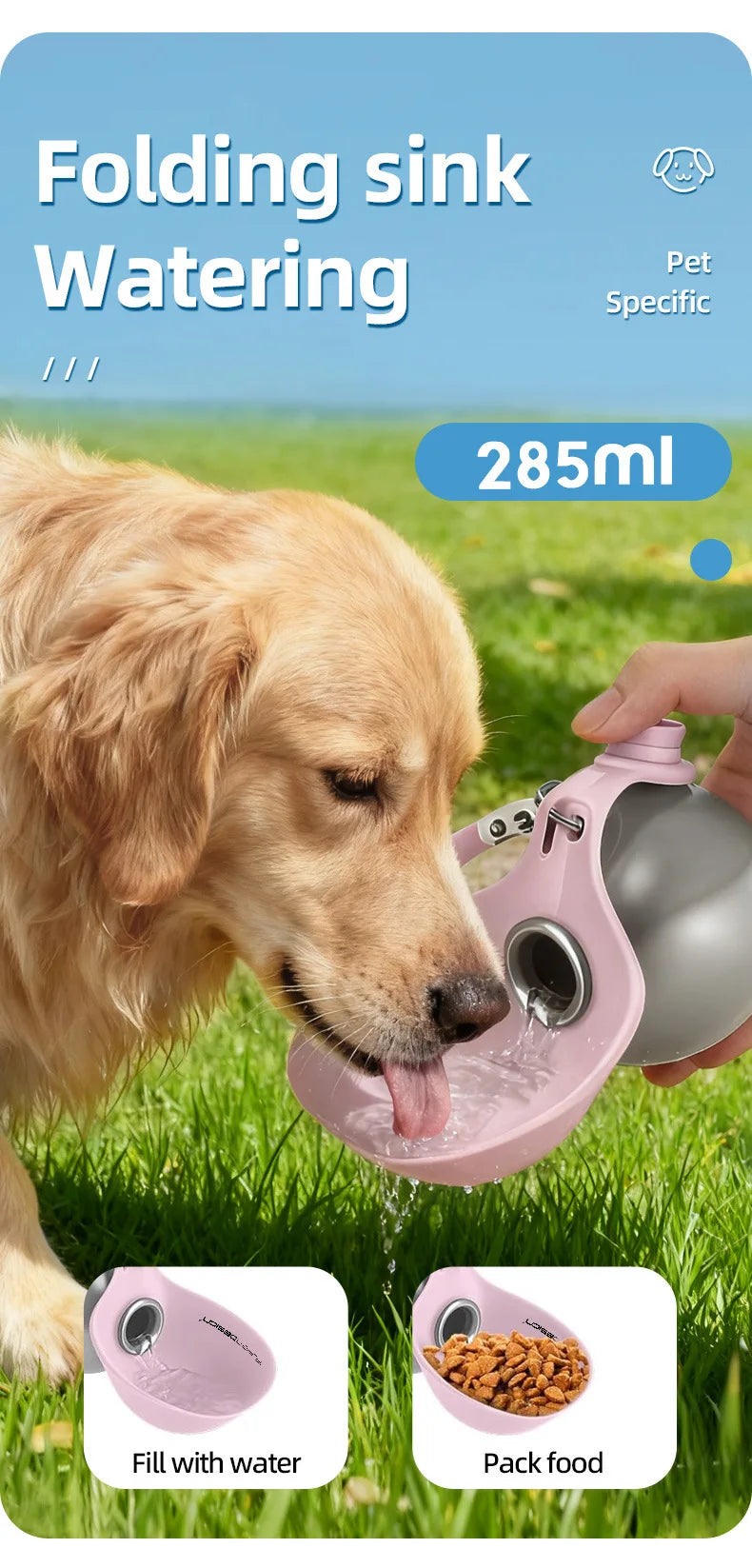 Přenosná láhev na vodu pro psy a kočky – 🐾 Ideální pro každé dobrodružství!