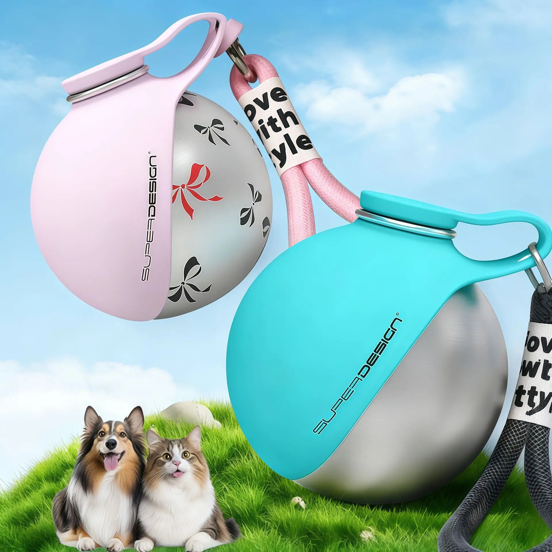 Přenosná láhev na vodu pro psy a kočky – 🐾 Ideální pro každé dobrodružství!